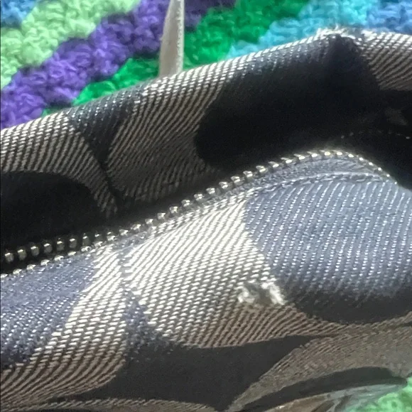 Coach Blue Denim and Gray Signature Crossbody with Metallic Band - Picture 8 of 10